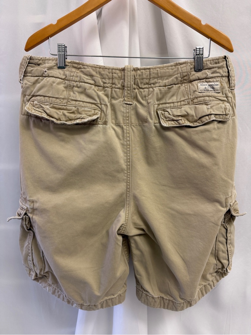 Vtg Abercrombie & Fitch Heavyweight Cargo Shorts Men 34 Tan Gorpcore Y2K Thick - Picture 2 of 12